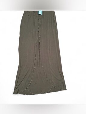 Women's Olive Green Maxi Skirt - Relaxed Elastic Waist